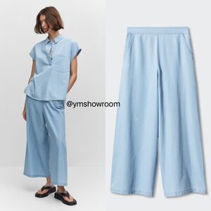 MANGO 100% cotton wide leg pants